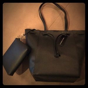 French Connection drawstring black tote